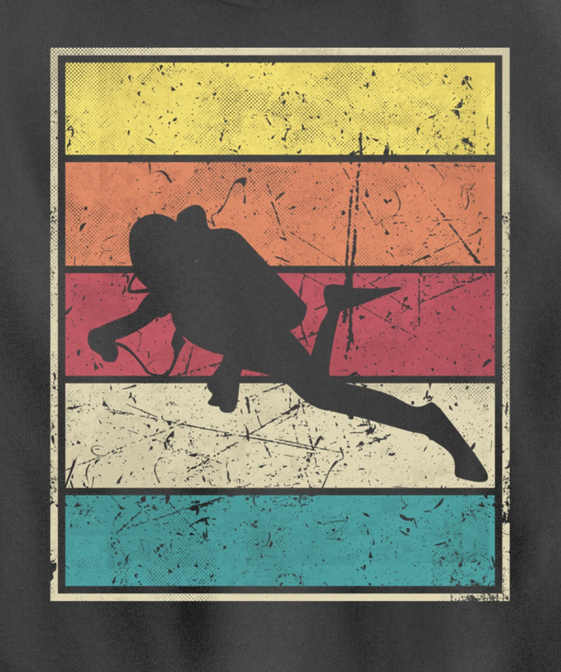 Scuba diving. Retro Vintage Classic With Stripes Pullover Hoodie