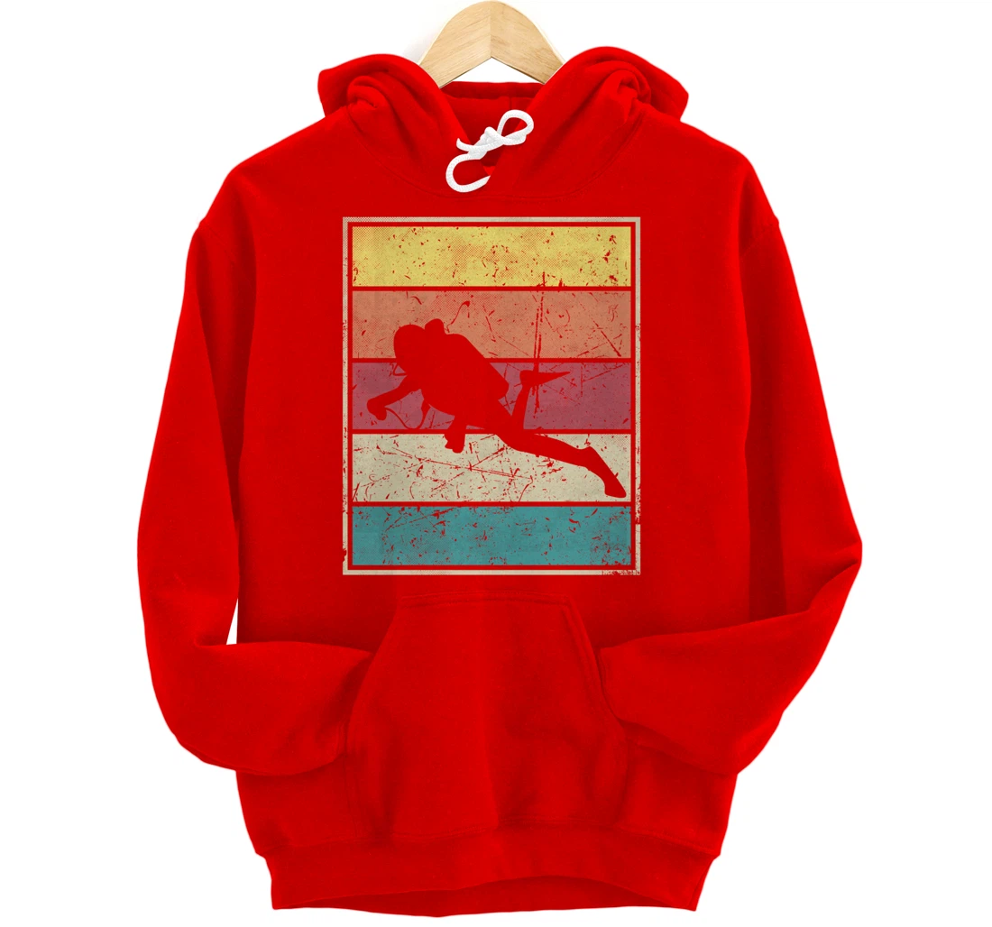 Scuba diving. Retro Vintage Classic With Stripes Pullover Hoodie