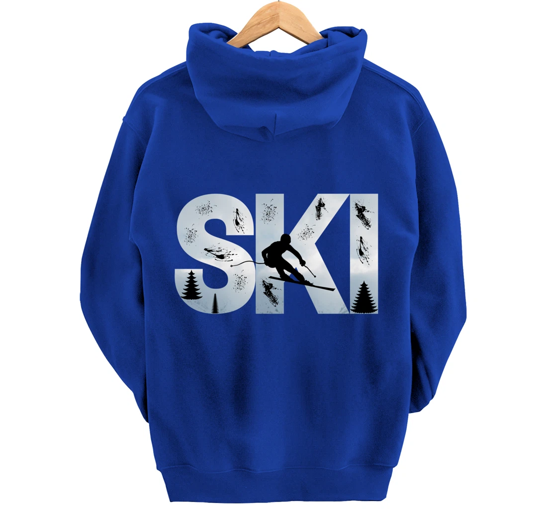 Ski Cool Skiing Style Alpine Skier Gift Women Men Boy Girl Pullover Hoodie