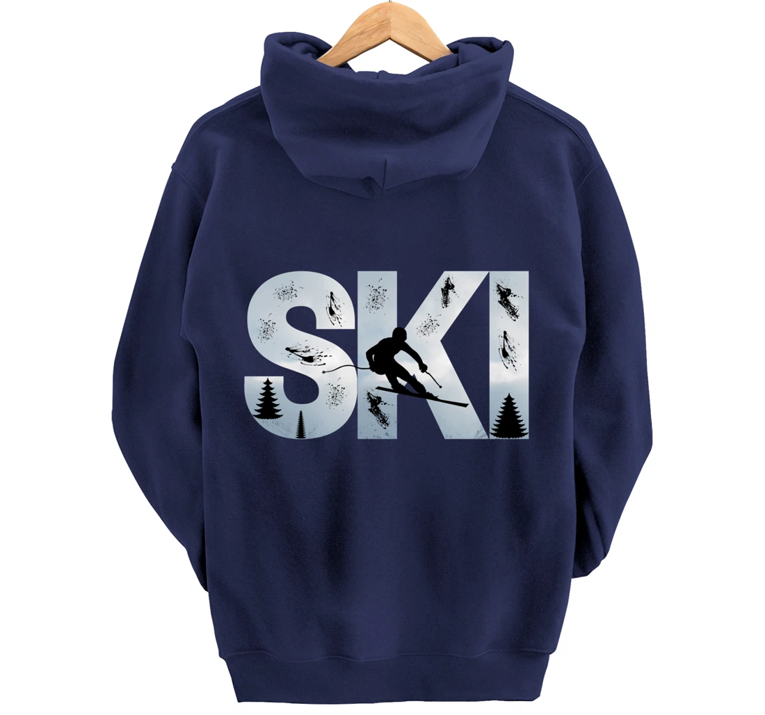 Ski Cool Skiing Style Alpine Skier Gift Women Men Boy Girl Pullover Hoodie