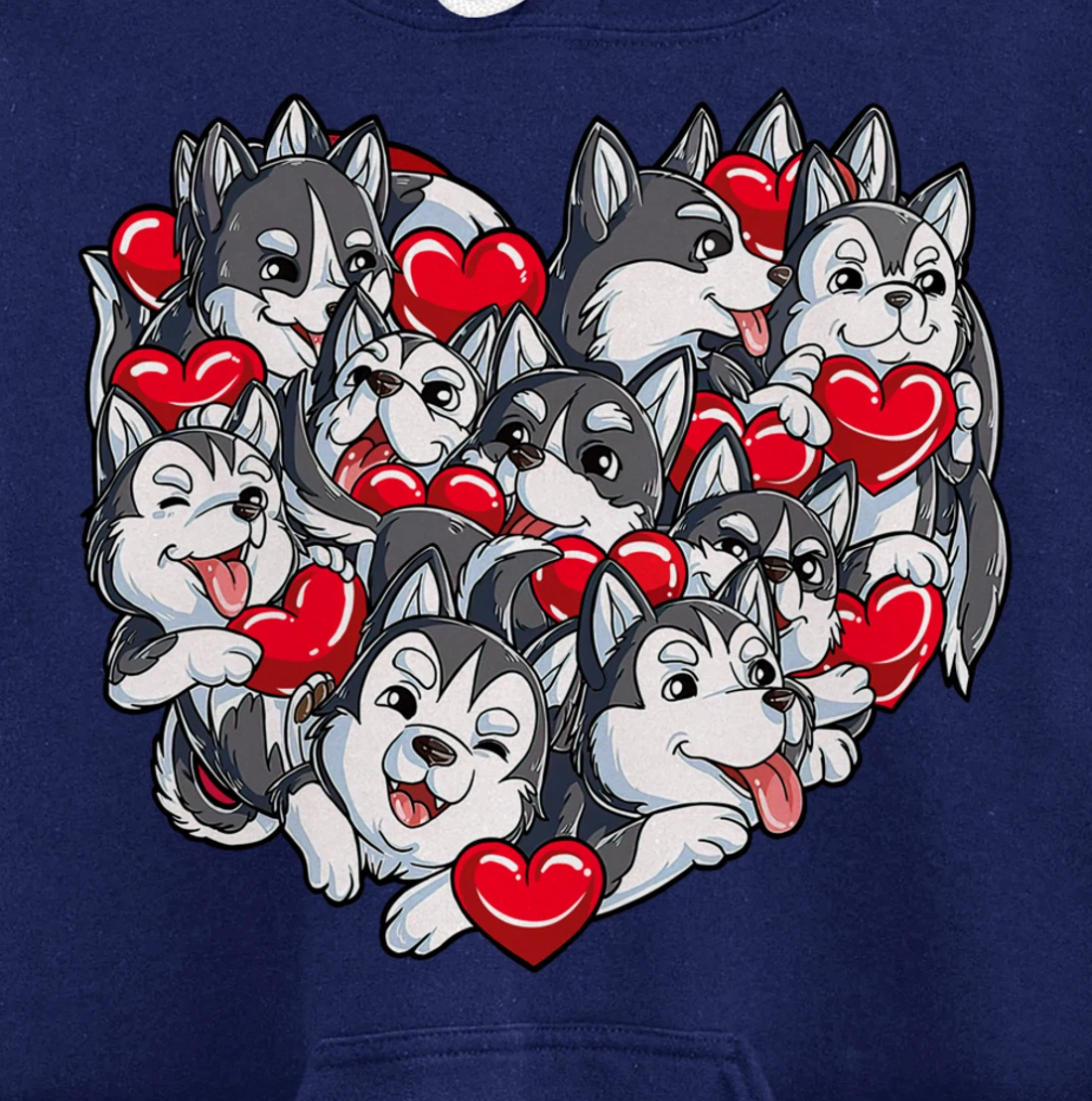 Siberian Husky Heart Puppy Lover Dog Lover Valentine Gifts Pullover Hoodie