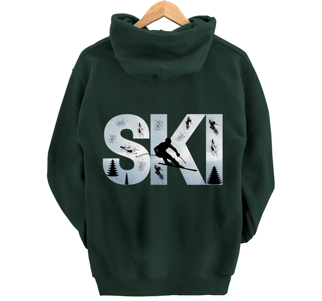 Ski Cool Skiing Style Alpine Skier Gift Women Men Boy Girl Pullover Hoodie