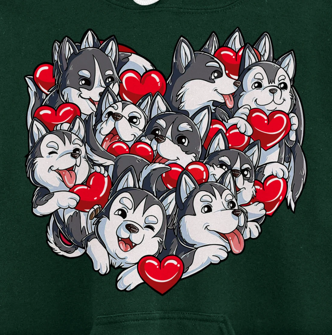 Siberian Husky Heart Puppy Lover Dog Lover Valentine Gifts Pullover Hoodie