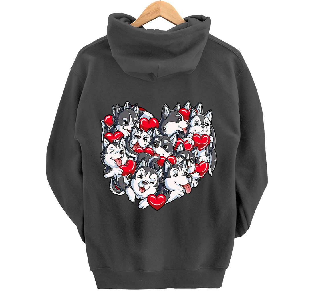 Siberian Husky Heart Puppy Lover Dog Lover Valentine Gifts Pullover Hoodie