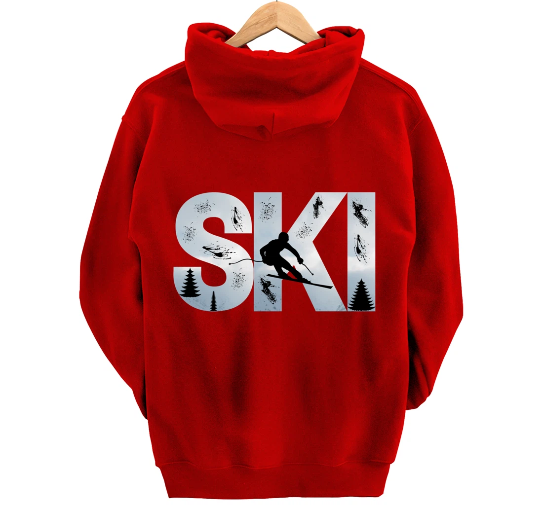 Ski Cool Skiing Style Alpine Skier Gift Women Men Boy Girl Pullover Hoodie