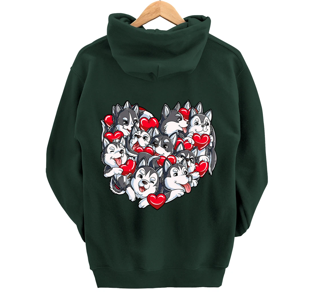 Siberian Husky Heart Puppy Lover Dog Lover Valentine Gifts Pullover Hoodie