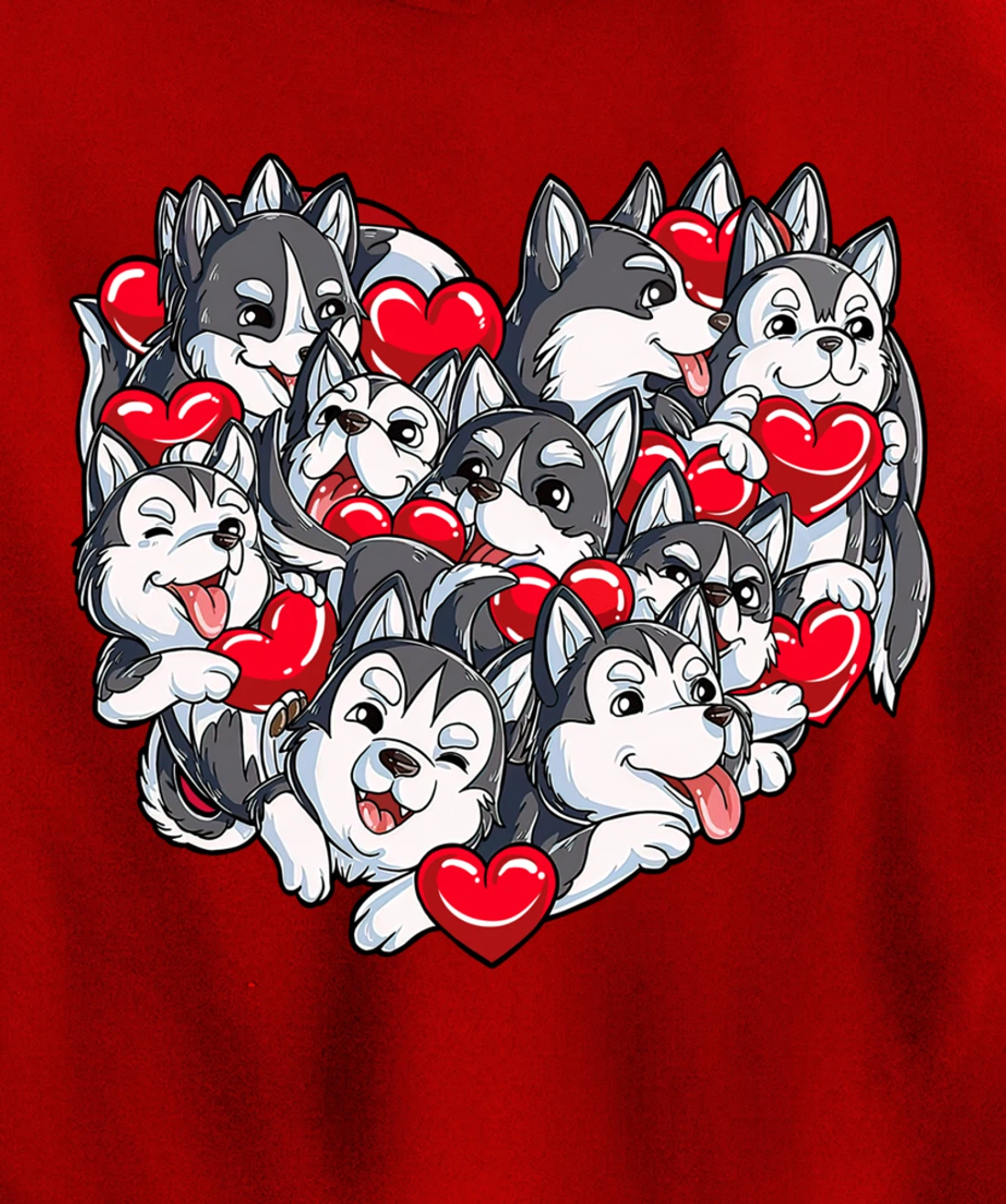 Siberian Husky Heart Puppy Lover Dog Lover Valentine Gifts Pullover Hoodie