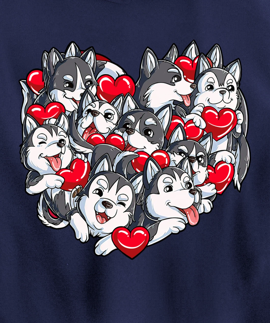 Siberian Husky Heart Puppy Lover Dog Lover Valentine Gifts Pullover Hoodie
