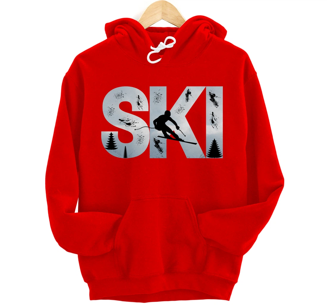 Ski Cool Skiing Style Alpine Skier Gift Women Men Boy Girl Pullover Hoodie