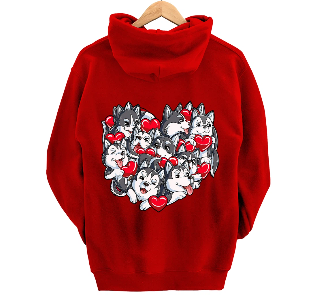 Siberian Husky Heart Puppy Lover Dog Lover Valentine Gifts Pullover Hoodie