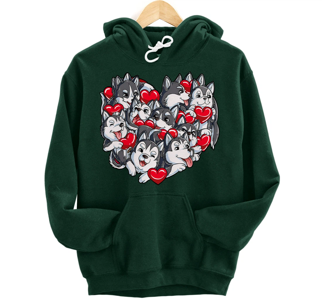 Siberian Husky Heart Puppy Lover Dog Lover Valentine Gifts Pullover Hoodie