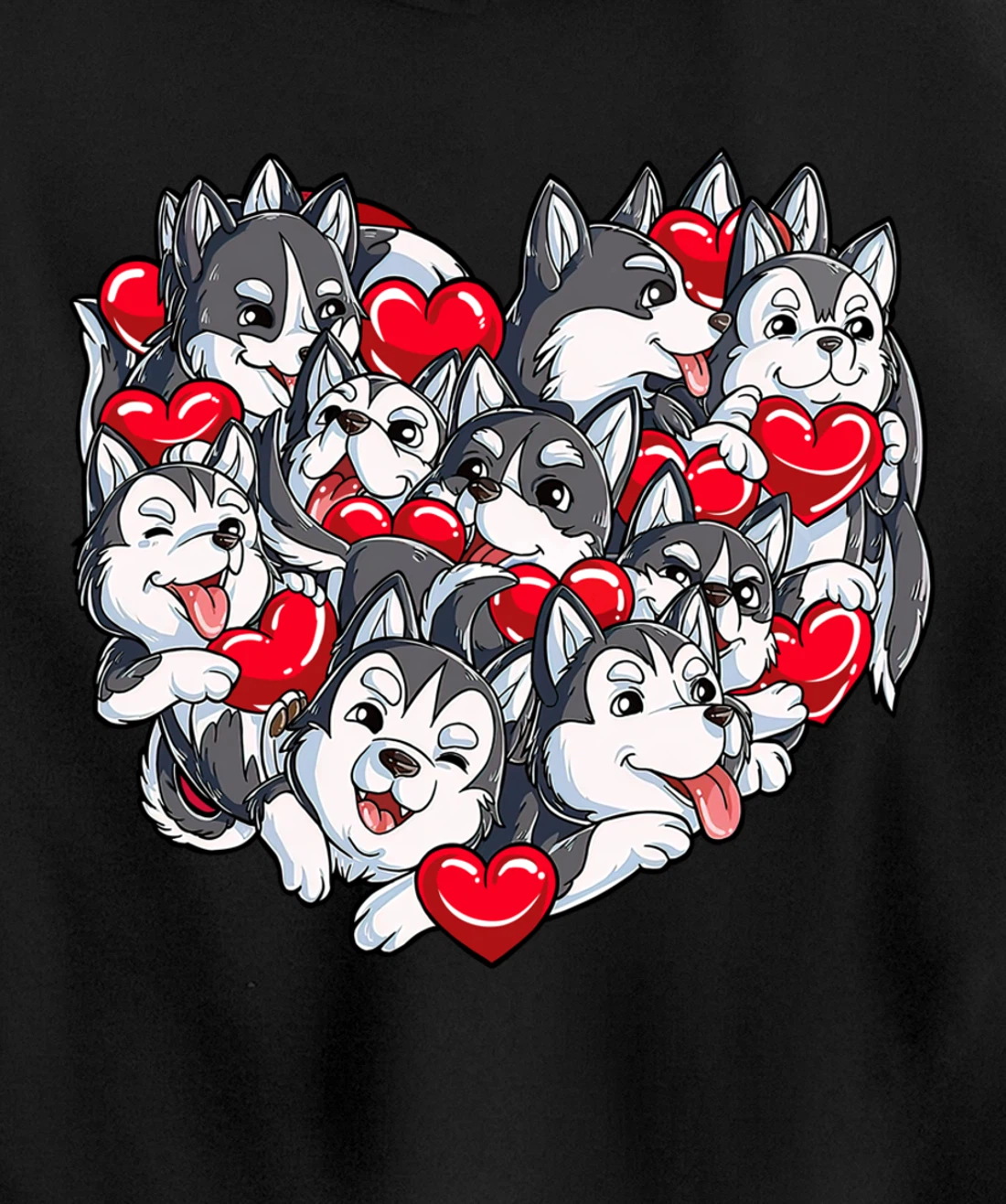Siberian Husky Heart Puppy Lover Dog Lover Valentine Gifts Pullover Hoodie