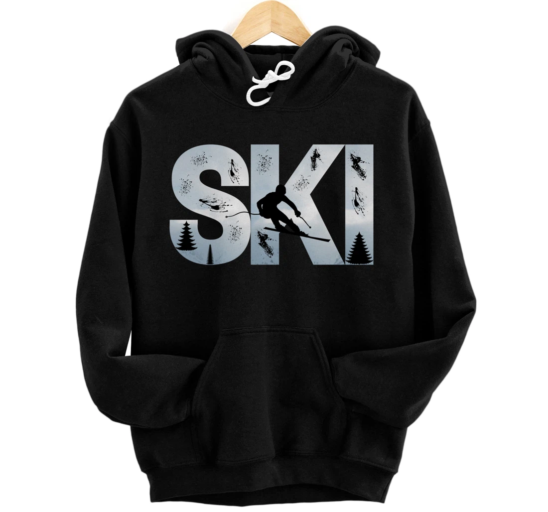 Ski Cool Skiing Style Alpine Skier Gift Women Men Boy Girl Pullover Hoodie