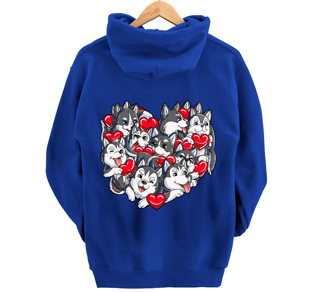 Siberian Husky Heart Puppy Lover Dog Lover Valentine Gifts Pullover Hoodie