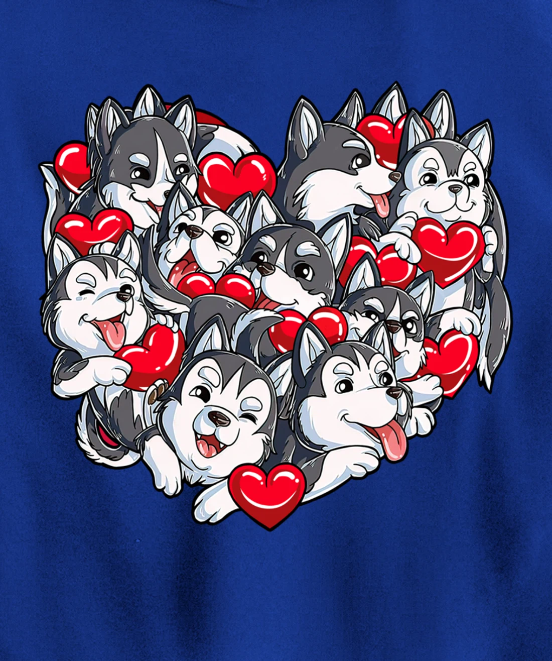Siberian Husky Heart Puppy Lover Dog Lover Valentine Gifts Pullover Hoodie