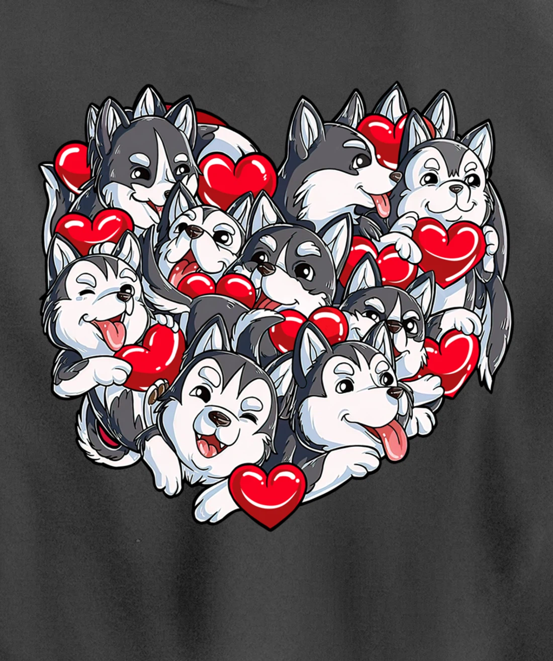 Siberian Husky Heart Puppy Lover Dog Lover Valentine Gifts Pullover Hoodie