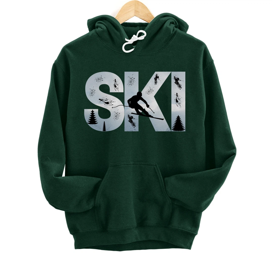 Ski Cool Skiing Style Alpine Skier Gift Women Men Boy Girl Pullover Hoodie