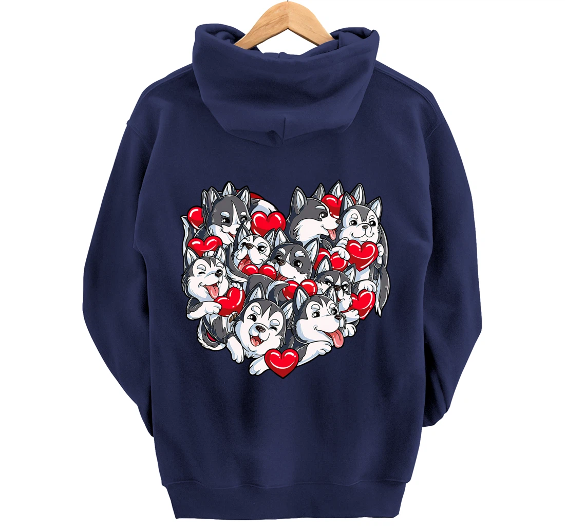 Siberian Husky Heart Puppy Lover Dog Lover Valentine Gifts Pullover Hoodie