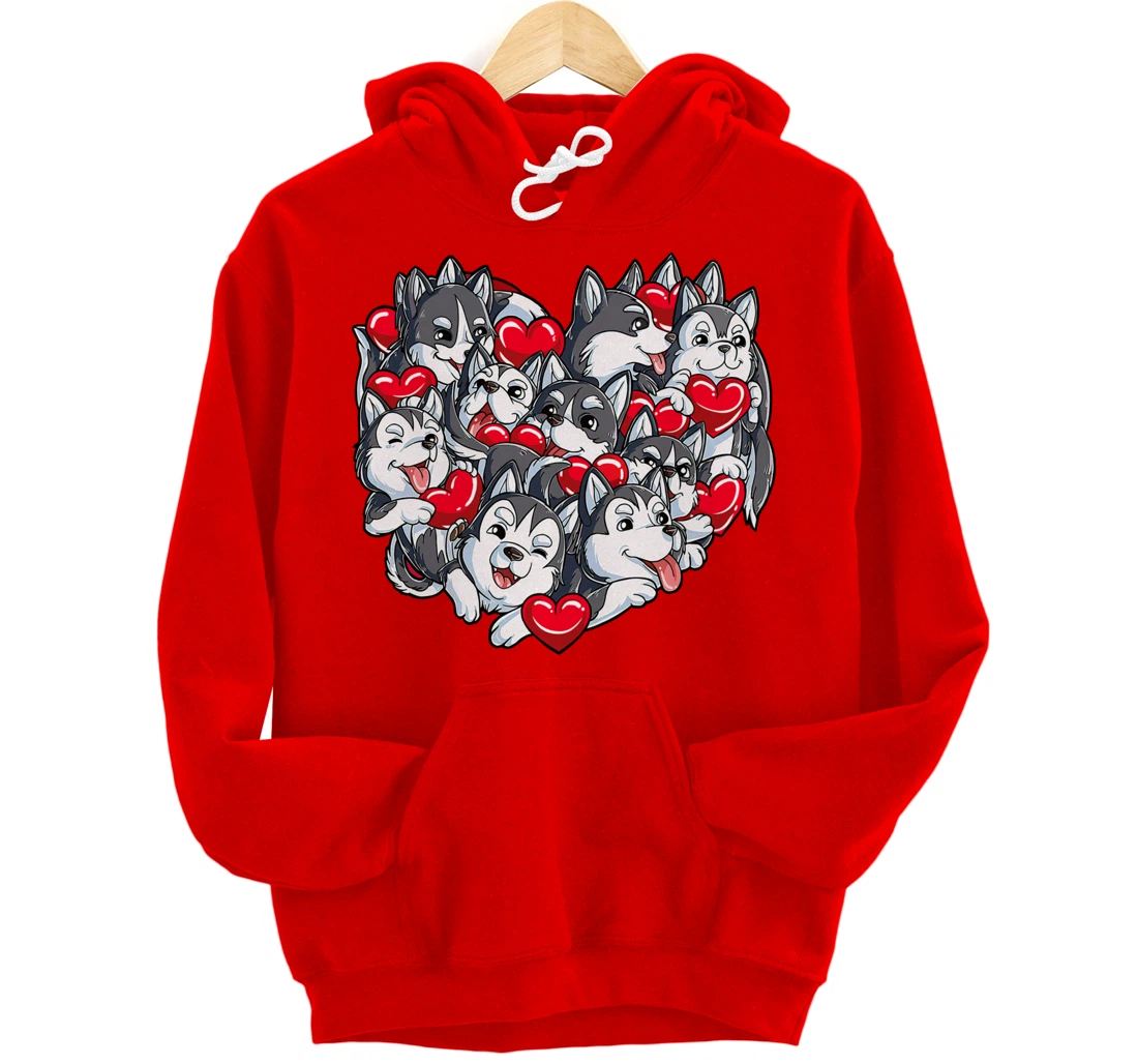 Siberian Husky Heart Puppy Lover Dog Lover Valentine Gifts Pullover Hoodie