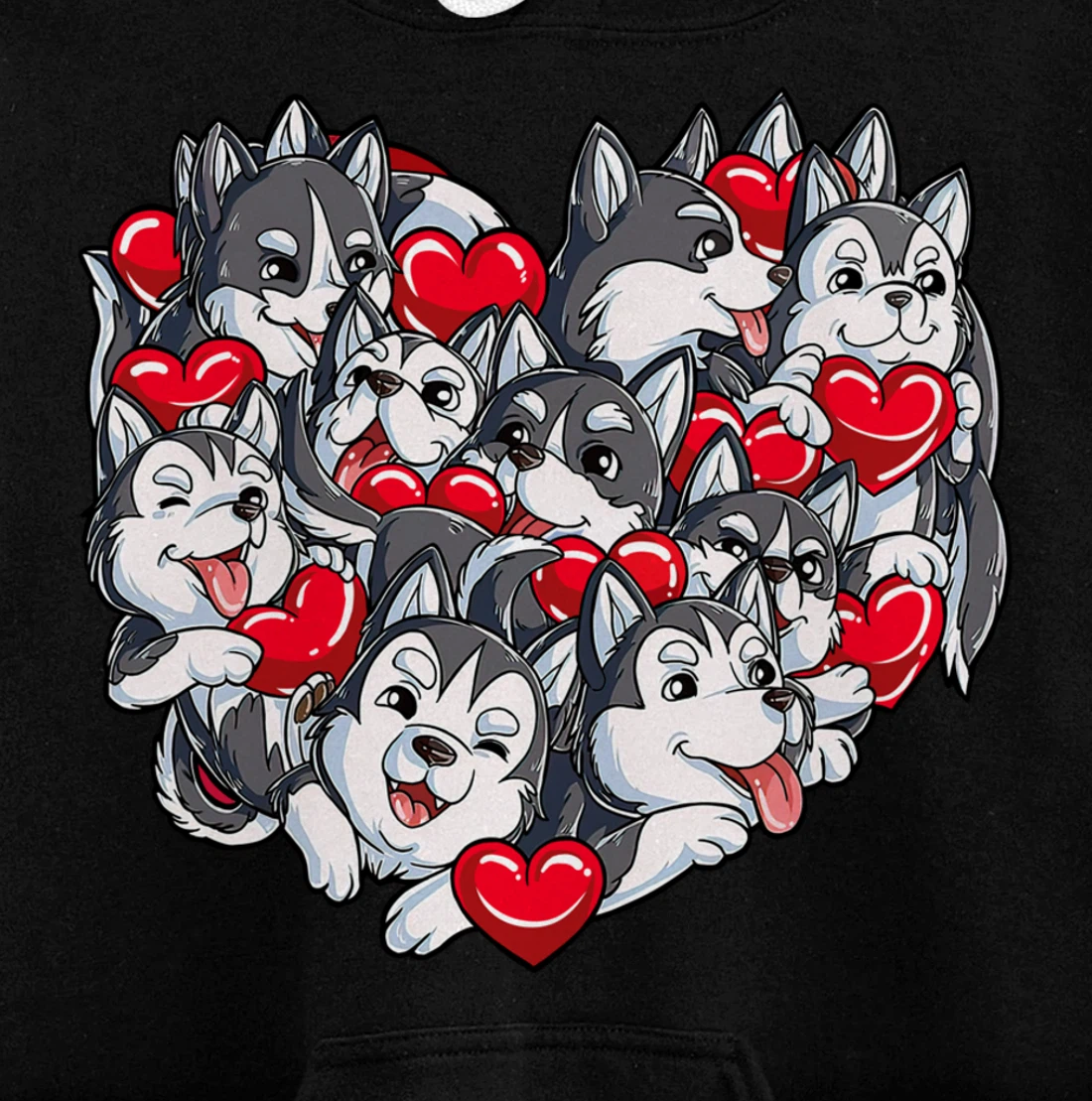 Siberian Husky Heart Puppy Lover Dog Lover Valentine Gifts Pullover Hoodie