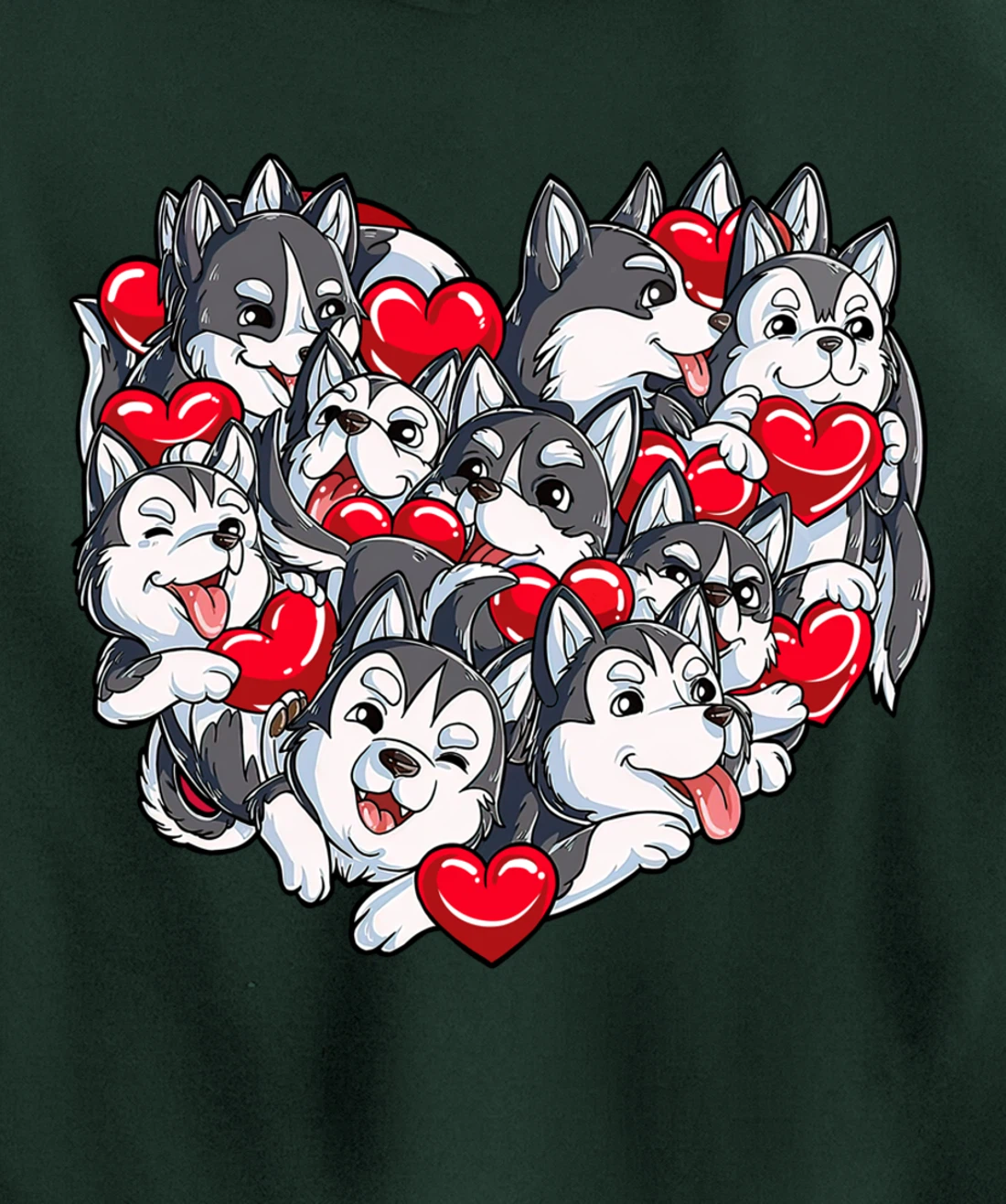 Siberian Husky Heart Puppy Lover Dog Lover Valentine Gifts Pullover Hoodie