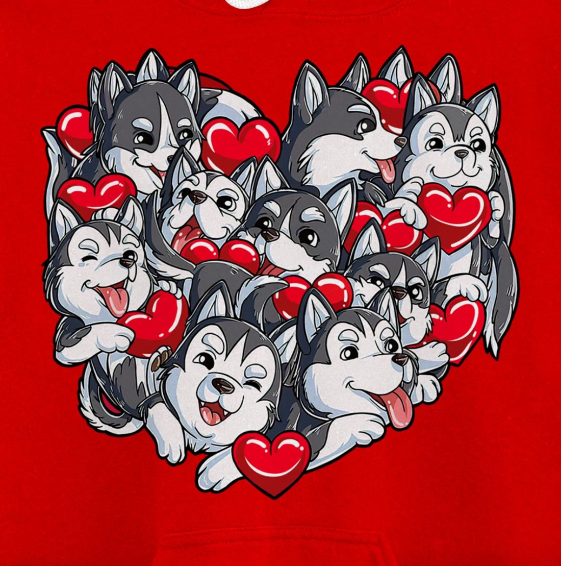 Siberian Husky Heart Puppy Lover Dog Lover Valentine Gifts Pullover Hoodie