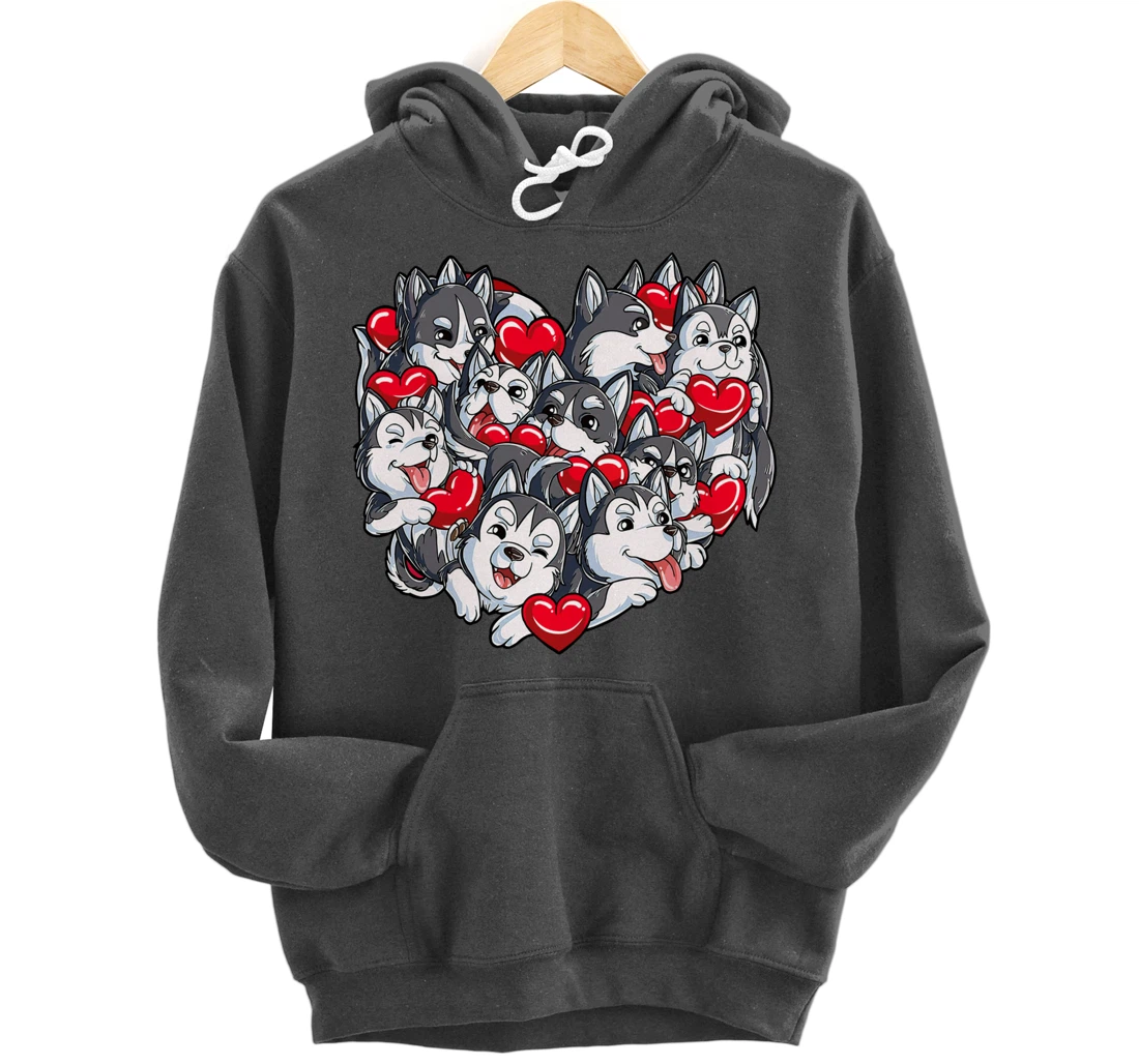 Siberian Husky Heart Puppy Lover Dog Lover Valentine Gifts Pullover Hoodie