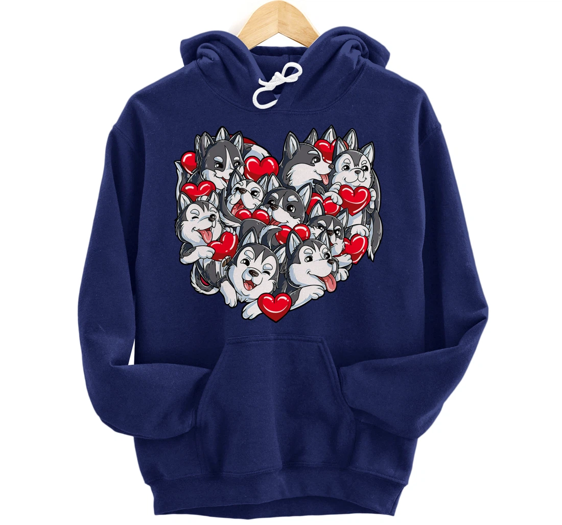Siberian Husky Heart Puppy Lover Dog Lover Valentine Gifts Pullover Hoodie
