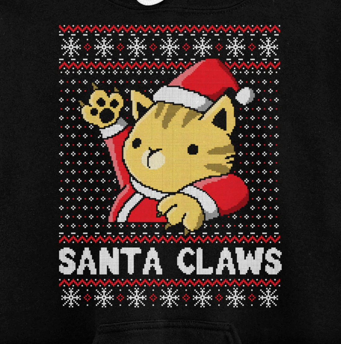 Xmas Ugly Sweater Cat Santa Claus Matching Family Cat Love Pullover Hoodie