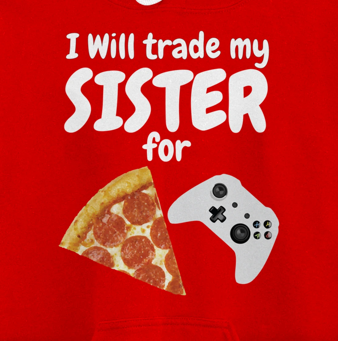 Gamer Pizza Sister Boys Video Game Funny Brother Pepperoni Pullover Hoodie