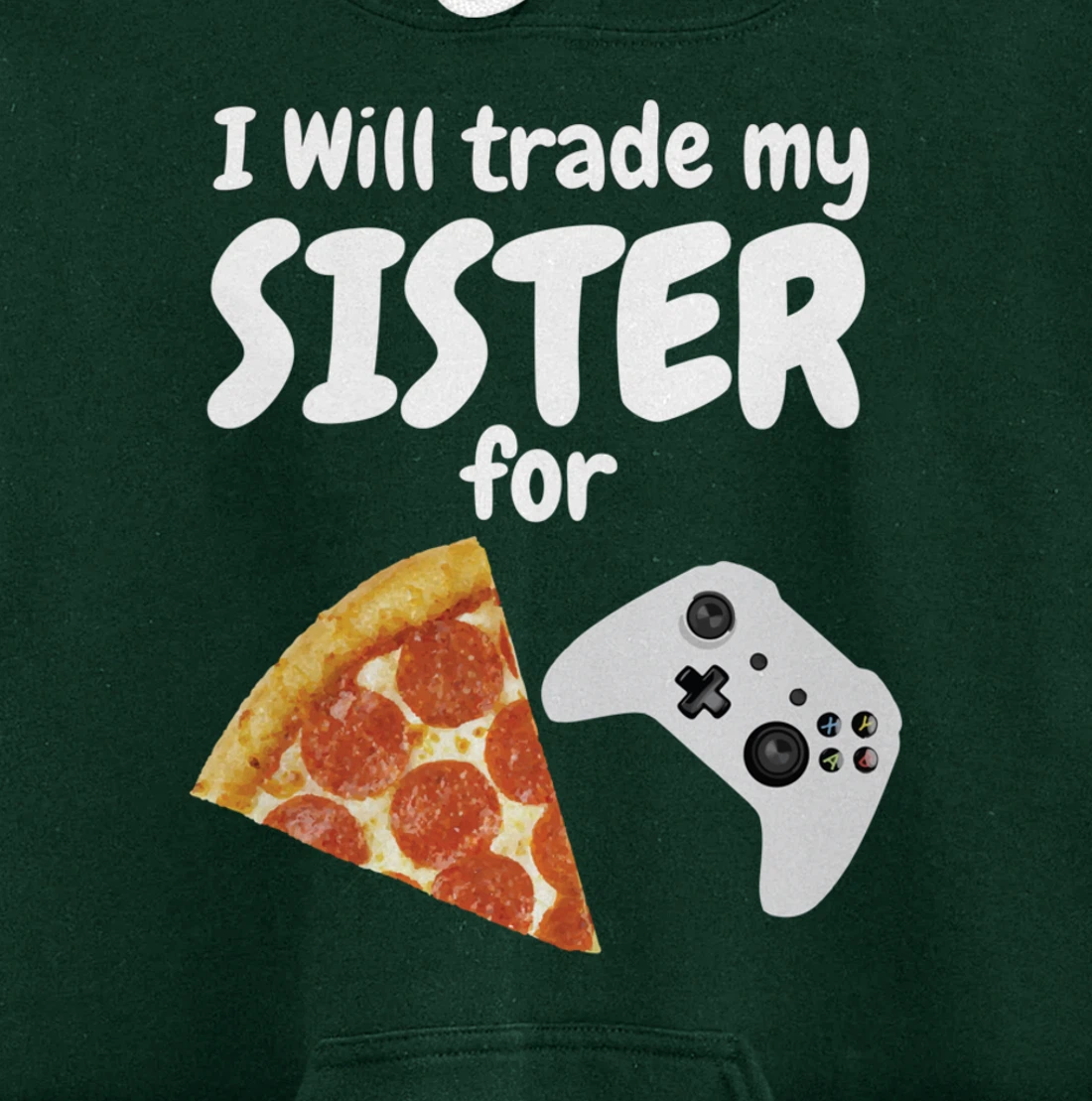 Gamer Pizza Sister Boys Video Game Funny Brother Pepperoni Pullover Hoodie