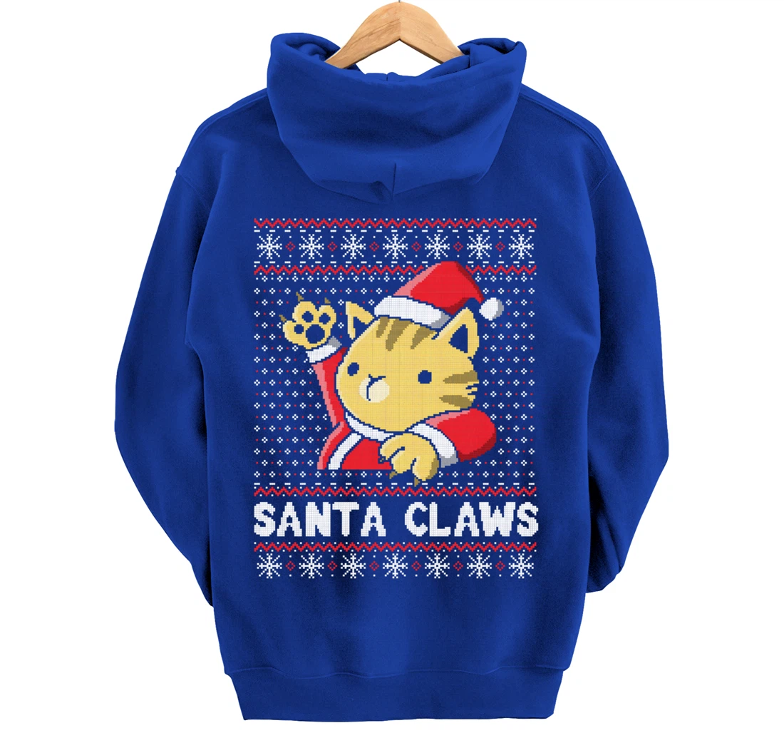 Xmas Ugly Sweater Cat Santa Claus Matching Family Cat Love Pullover Hoodie