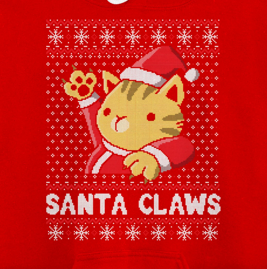 Xmas Ugly Sweater Cat Santa Claus Matching Family Cat Love Pullover Hoodie