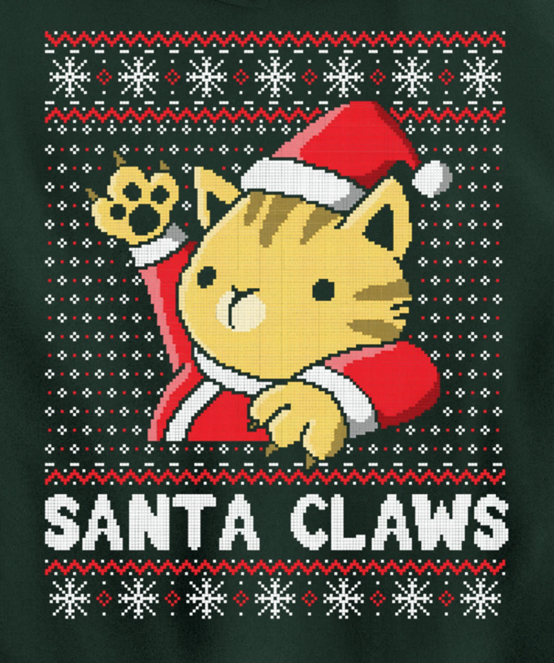 Xmas Ugly Sweater Cat Santa Claus Matching Family Cat Love Pullover Hoodie