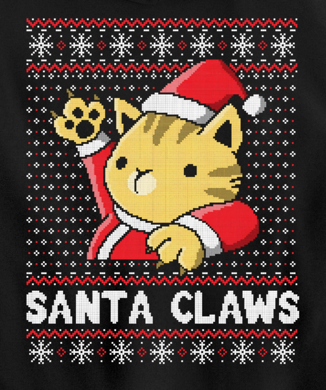 Xmas Ugly Sweater Cat Santa Claus Matching Family Cat Love Pullover Hoodie