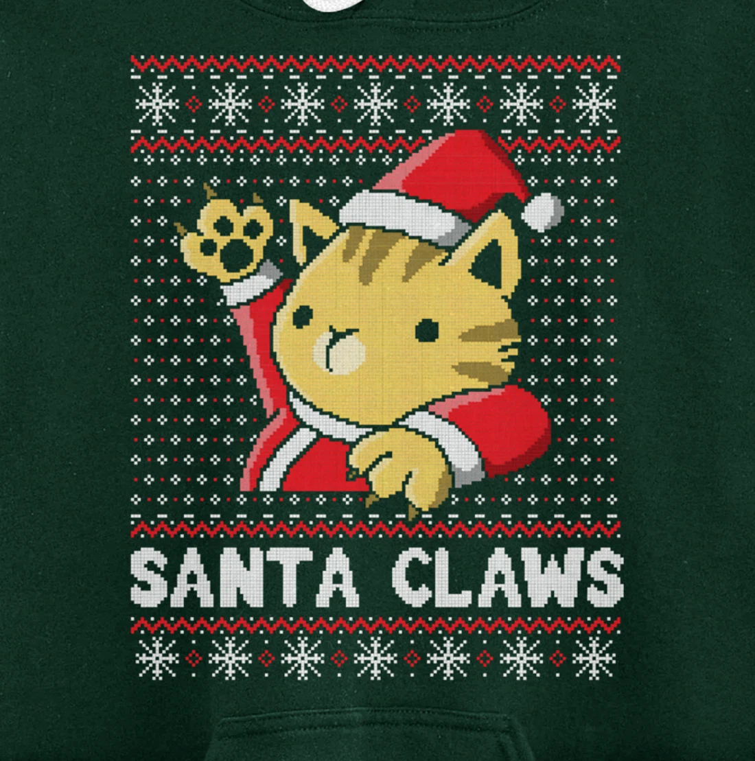 Xmas Ugly Sweater Cat Santa Claus Matching Family Cat Love Pullover Hoodie