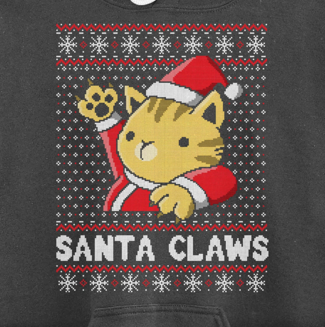 Xmas Ugly Sweater Cat Santa Claus Matching Family Cat Love Pullover Hoodie