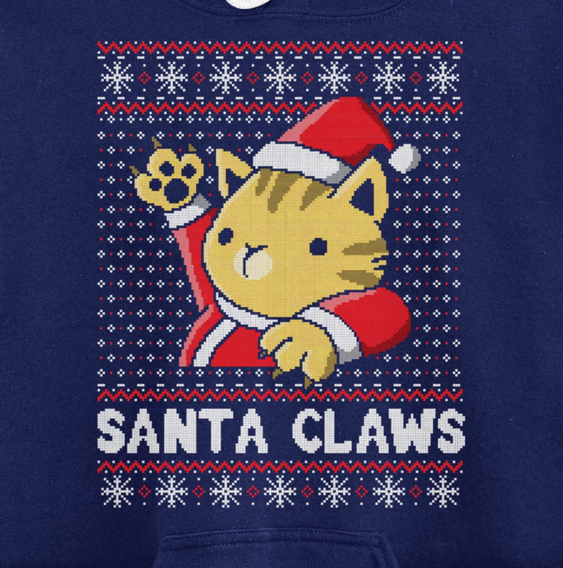 Xmas Ugly Sweater Cat Santa Claus Matching Family Cat Love Pullover Hoodie