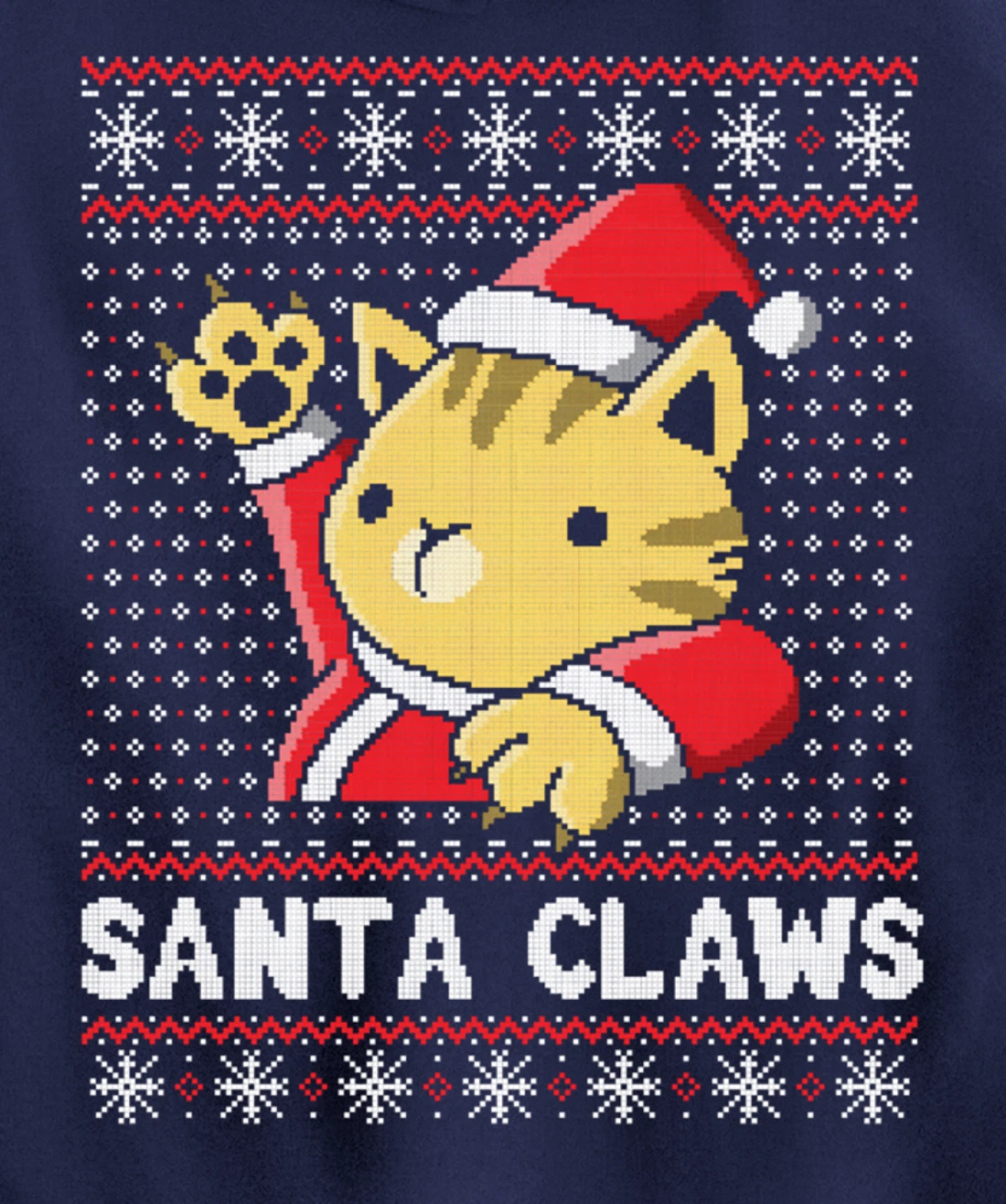 Xmas Ugly Sweater Cat Santa Claus Matching Family Cat Love Pullover Hoodie