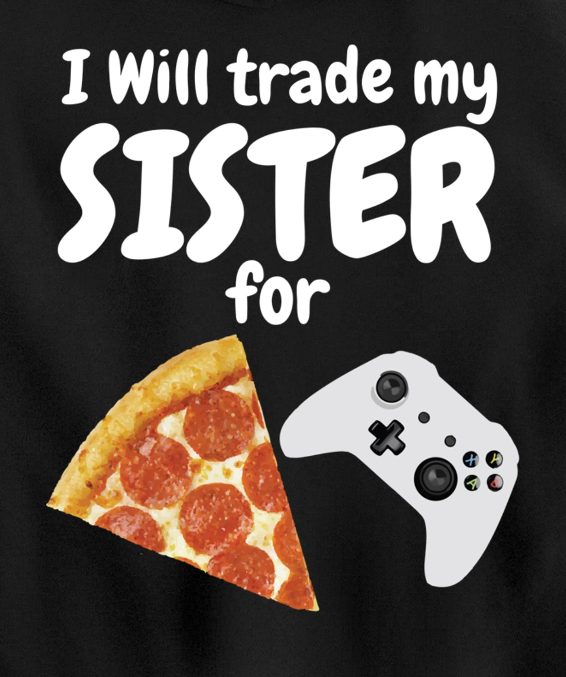 Gamer Pizza Sister Boys Video Game Funny Brother Pepperoni Pullover Hoodie