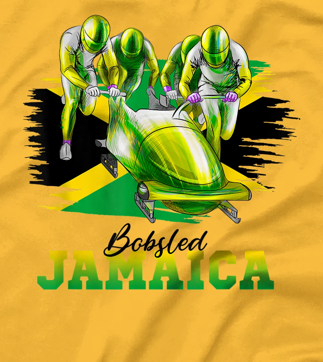 Bobsled Jamaica Team Jamaican Flag Winter Bobsled Lover T-Shirt, Women T-Shirt