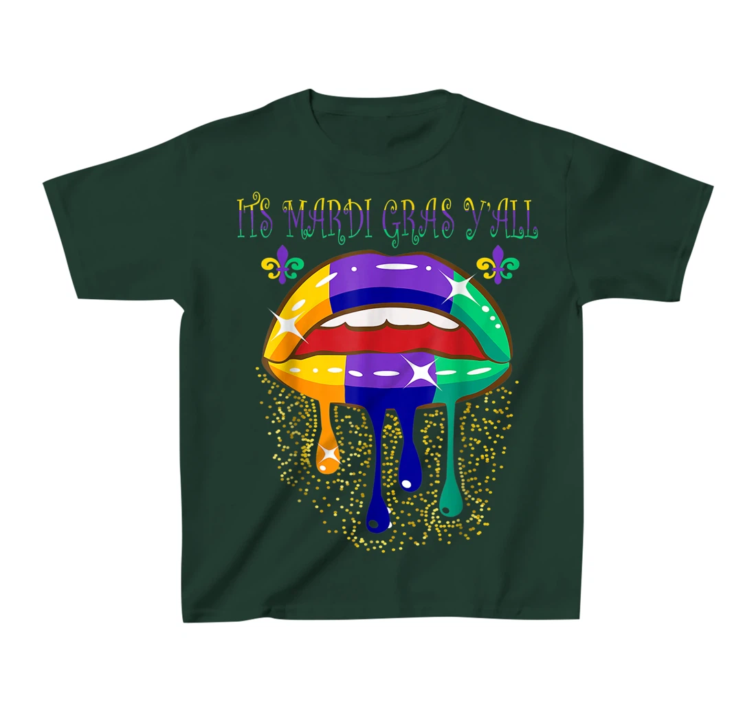 Its Mardi Gras Yall Lips Carnival Parade Masquerade Party T-Shirt, Kid T-Shirt and Women T-Shirt