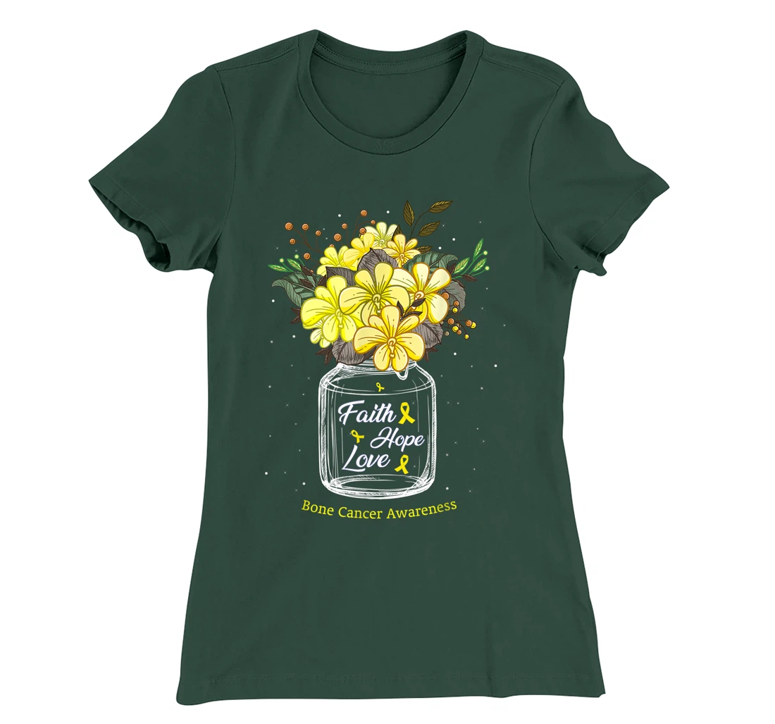 Bone Cancer Faith Love Hope Flower Sarcoma Awareness T-Shirt, Women T-Shirt