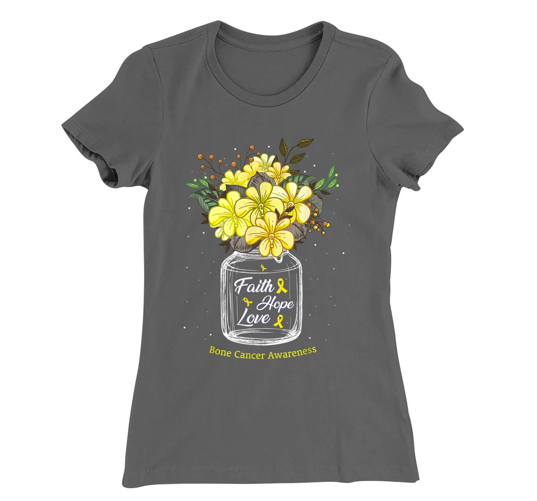 Bone Cancer Faith Love Hope Flower Sarcoma Awareness T-Shirt, Women T-Shirt