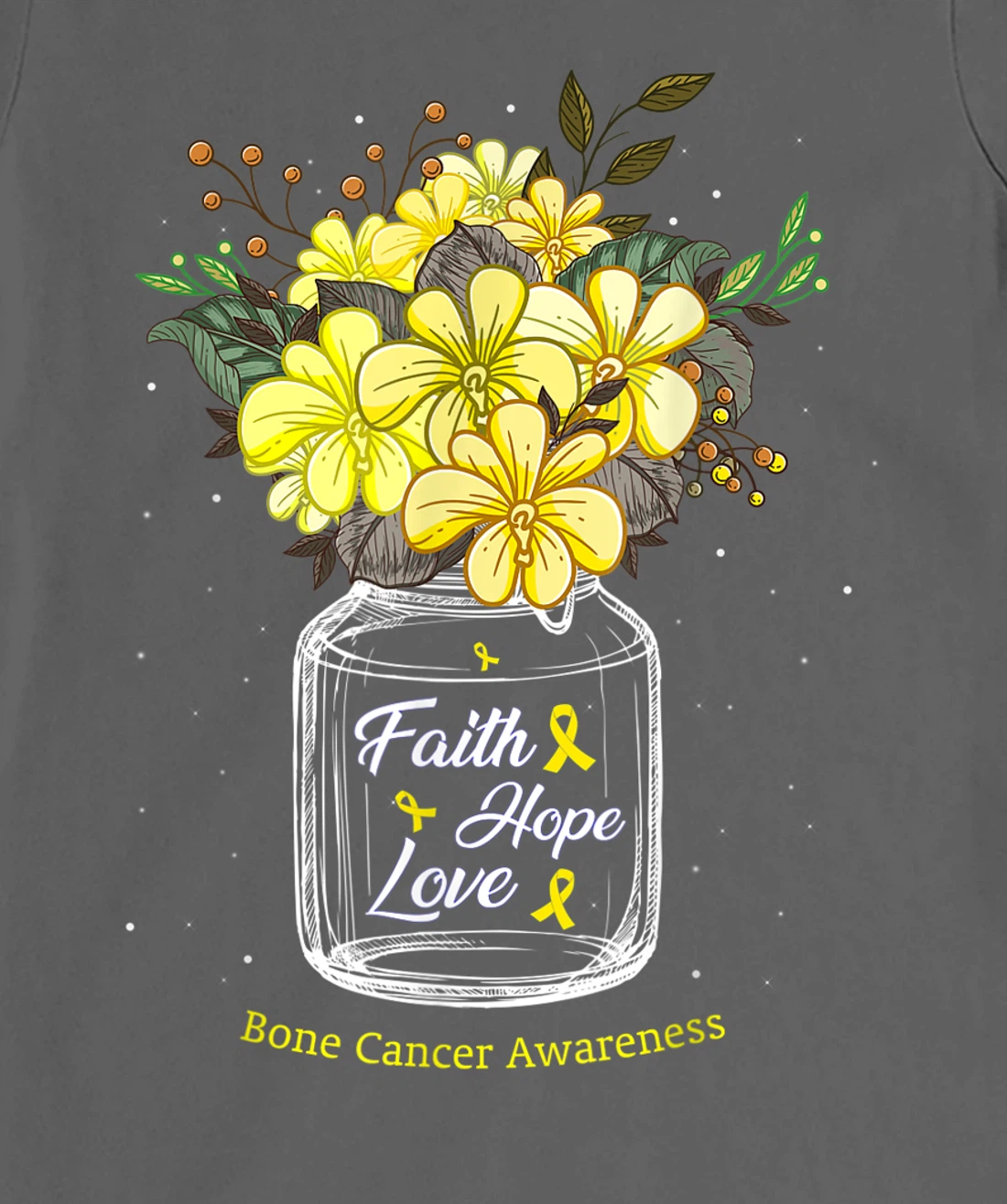 Bone Cancer Faith Love Hope Flower Sarcoma Awareness T-Shirt, Women T-Shirt