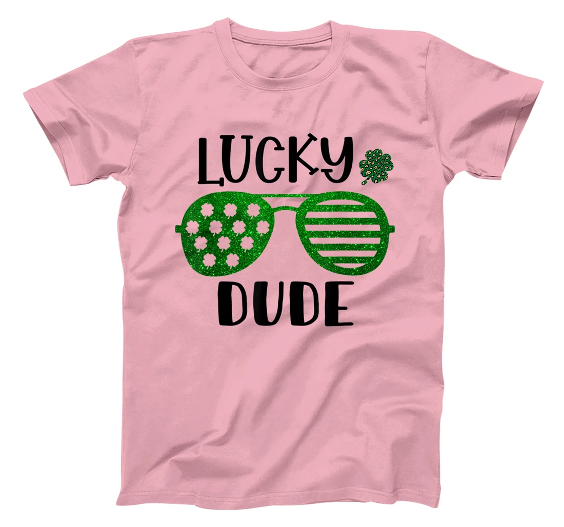 Saint Patrick's Day Lucky Dude Glitter Green Glasses T-Shirt, Kid T-Shirt and Women T-Shirt