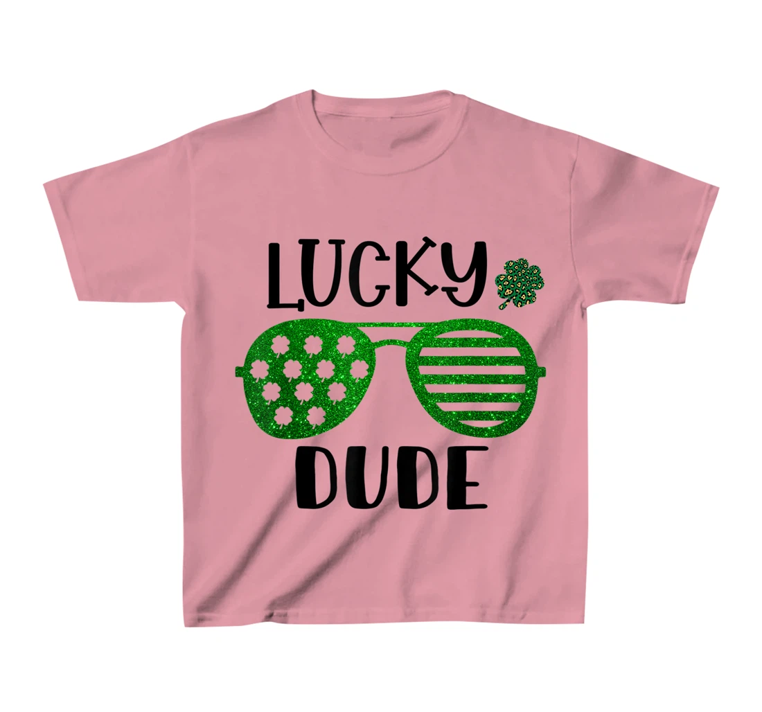Saint Patrick's Day Lucky Dude Glitter Green Glasses T-Shirt, Kid T-Shirt and Women T-Shirt