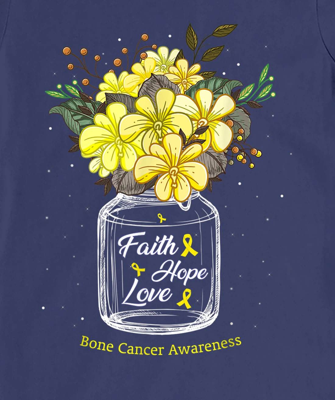 Bone Cancer Faith Love Hope Flower Sarcoma Awareness T-Shirt, Women T-Shirt