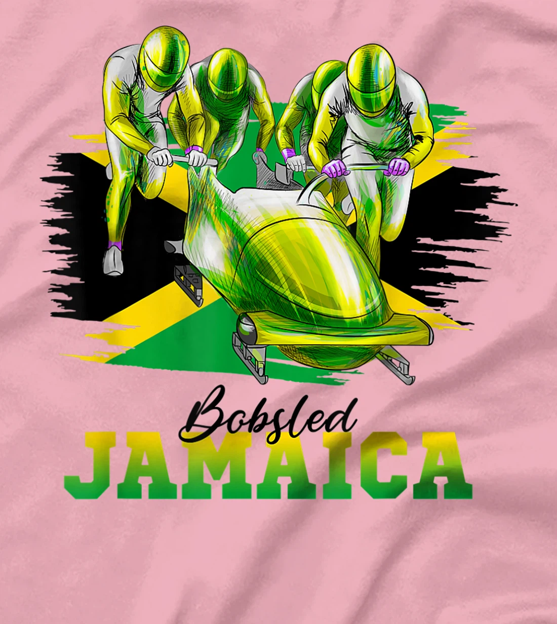 Bobsled Jamaica Team Jamaican Flag Winter Bobsled Lover T-Shirt, Women T-Shirt