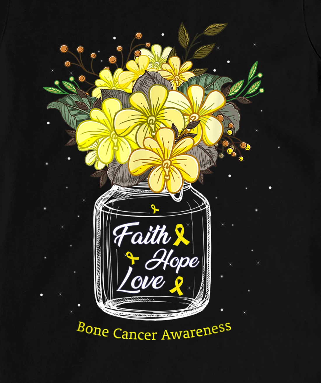Bone Cancer Faith Love Hope Flower Sarcoma Awareness T-Shirt, Women T-Shirt